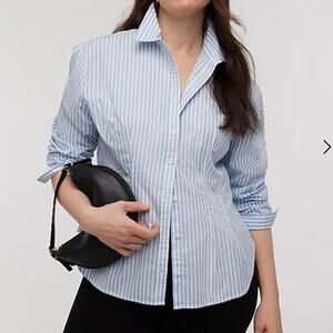 Madewell Top Womens 4 Blue Stripe Darted Long Sleeve Button Up
